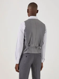 Lichtgrijs - Dubbele knoop - Skopes Harcourt gilet maatpak met enkel rij knopen