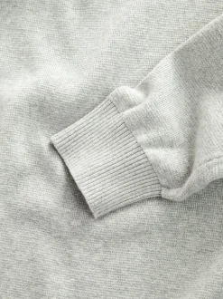 Lichtgrijs - Effen - Regular fit 100% katoenen premium trui met korte rits