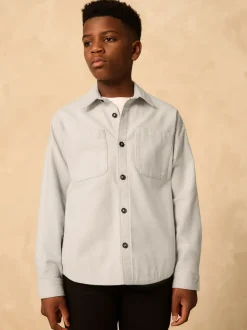Lichtgrijs - Geborsteld overshirt (3-16jr)