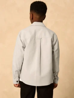 Lichtgrijs - Geborsteld overshirt (3-16jr)