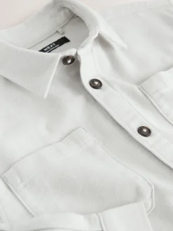 Lichtgrijs - Geborsteld overshirt (3-16jr)