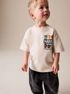 Lichtgrijs - Marvel Short Sleeve Cotton T-Shirt (3mths-8yrs)