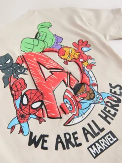 Lichtgrijs - Marvel Short Sleeve Cotton T-Shirt (3mths-8yrs)