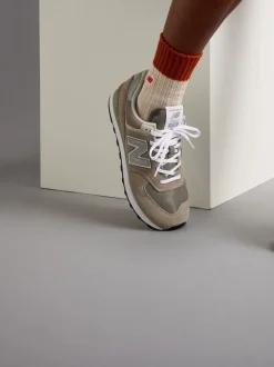 Lichtgrijs - New Balance 574 herenslippers