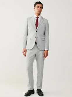 Lichtgrijs - Slim Fit - Meegevend stretchkostuumjasje