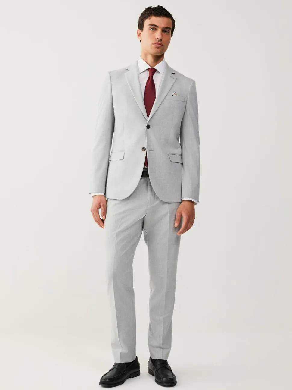 Lichtgrijs - Slim Fit - Meegevend stretchkostuumjasje