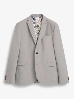 Lichtgrijs - Slim Fit - Meegevend stretchkostuumjasje