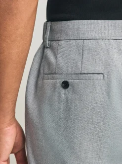 Lichtgrijs - Slimme broek met elastische tailleband en normale pasvorm