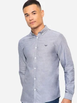 Lichtgrijs - Threadbare Oxford-overhemd met lange mouwen