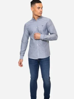 Lichtgrijs - Threadbare Oxford-overhemd met lange mouwen