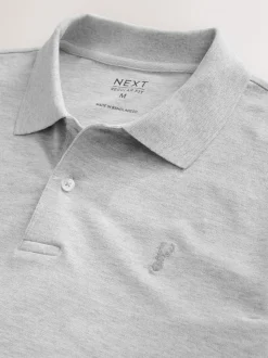 Lichtgrijs gemêleerd - Normale Pasvorm - Piqué poloshirt met korte mouwen
