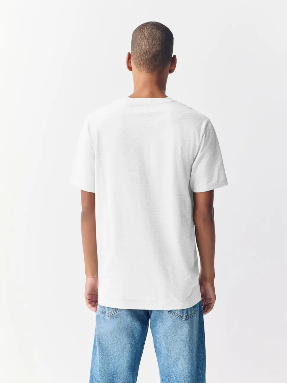 Lichtgrijs gemêleerd - Slim Fit - Essentieel katoenen T-shirt met ronde hals