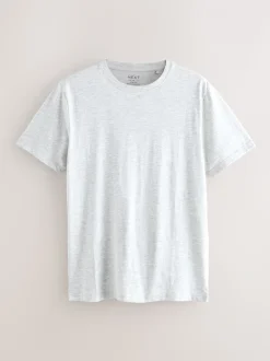 Lichtgrijs gemêleerd - Slim Fit - Essentieel katoenen T-shirt met ronde hals