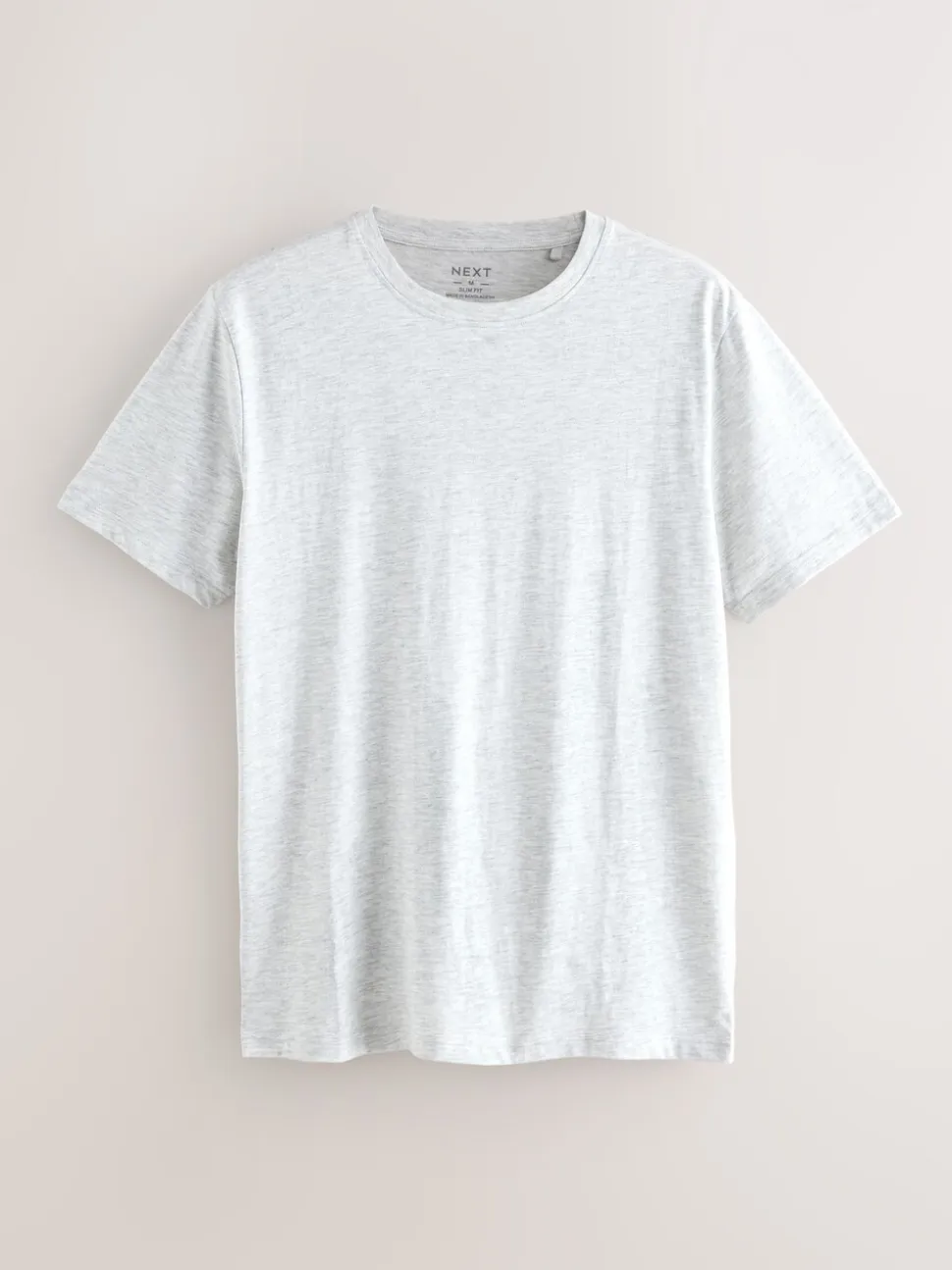 Lichtgrijs gemêleerd - Slim Fit - Essentieel katoenen T-shirt met ronde hals