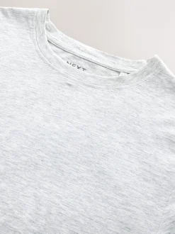 Lichtgrijs gemêleerd - Slim Fit - Essentieel katoenen T-shirt met ronde hals
