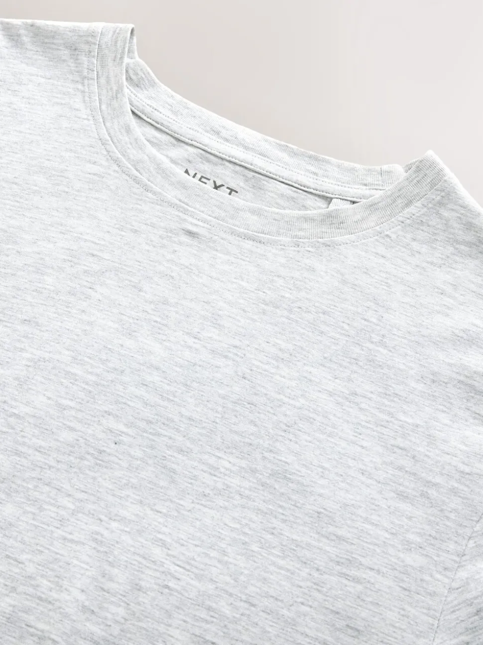 Lichtgrijs gemêleerd - Slim Fit - Essentieel katoenen T-shirt met ronde hals