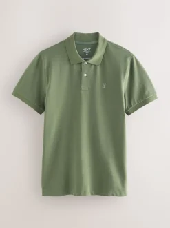 Lichtolijfgroen - Normale Pasvorm - Piqué poloshirt met korte mouwen