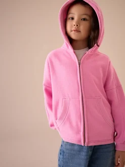Lichtroze - Hoodie met doorlopende rits (3-16 jr)