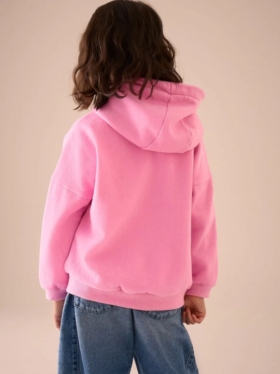 Lichtroze - Hoodie met doorlopende rits (3-16 jr)