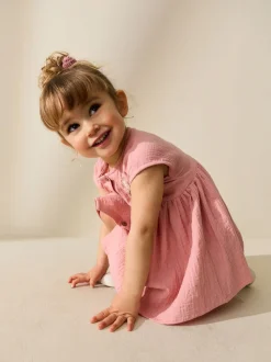 Lichtroze - Textured Short Sleeve Dress (3mths-8yrs)