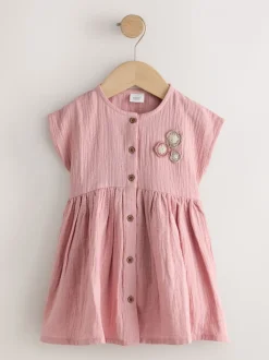 Lichtroze - Textured Short Sleeve Dress (3mths-8yrs)
