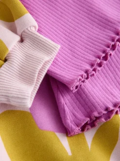 Lichtroze bloemen - Set van sweatshirt en uitlopende legging (3mnd -7jr)