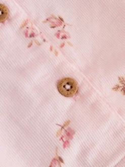 Lichtroze met fijne print - Baby Print Bodysuit met Lange mouwen en Corduroy bretelbroeken Set 2 Pieces (0mnd -2jr)
