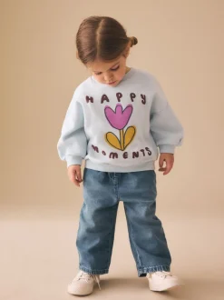 Light Blue Happy Moments - Sweatshirt met ronde hals (3 mnd-7 jr)