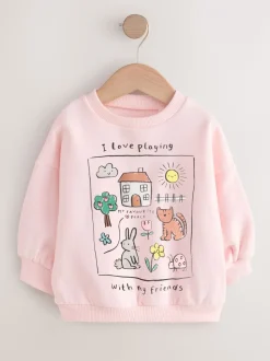 Light Pink House - Sweatshirt met ronde hals (3 mnd-7 jr)