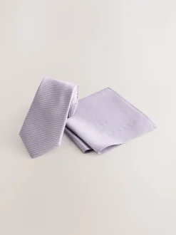 Lila - Set met textuurrijke stropdas en pochet