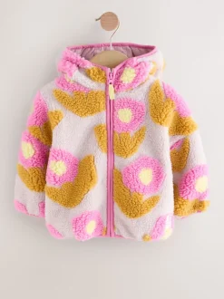 Lila bloemenprint - Fleece met ritssluiting (3mnd-7jr)