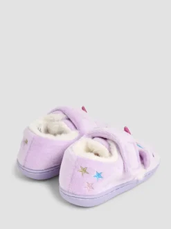 Lila met eenhoornprint - JoJo Maman Bébé - Pantoffelschoenen met eenhoorn