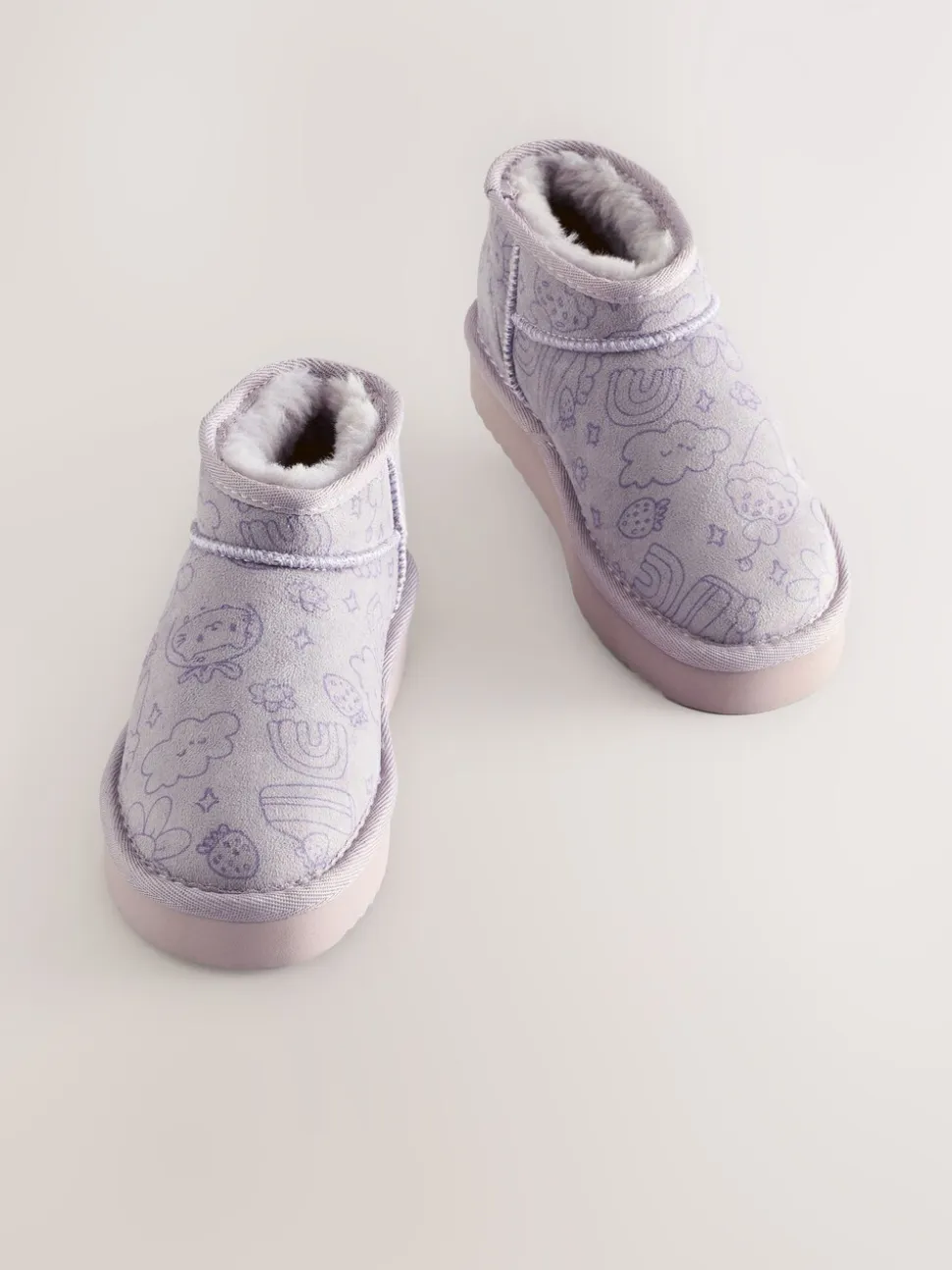 Lila met figuurtjes - Slipper Ankle Boots