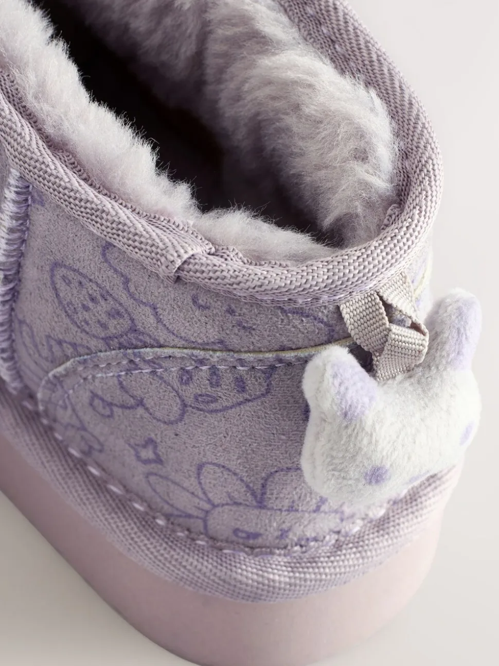 Lila met figuurtjes - Slipper Ankle Boots