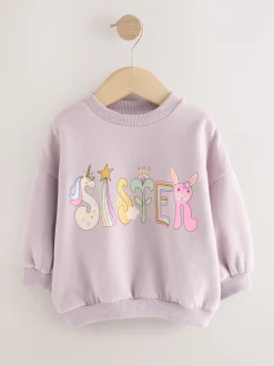 Lila Paarse Sister - Sweatshirt met ronde hals (3 mnd-7 jr)