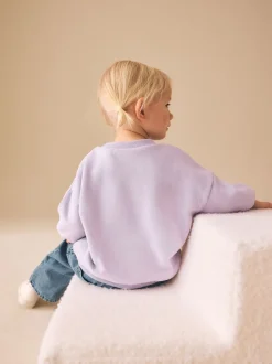 Lilac Purple Spot Cat - Sweatshirt met ronde hals (3 mnd-7 jr)