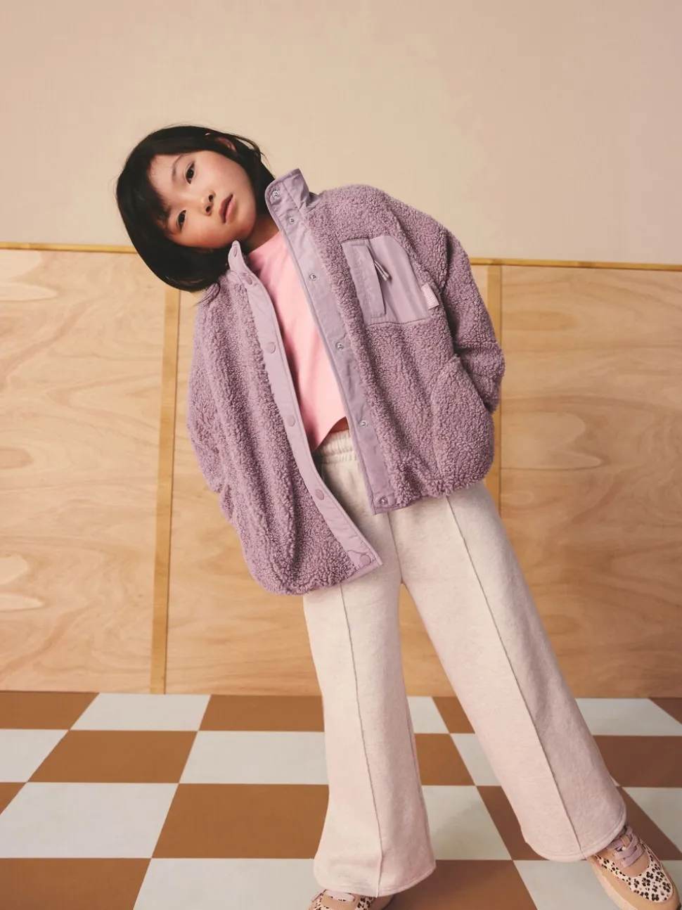Lila-paars - Button Up Fleece Jacket (3-16yrs)