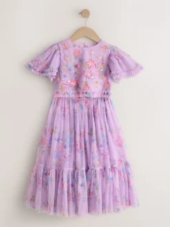 Lila-paars - Floral Embellished Top and Skirt Lehenga Set (3-16yrs)