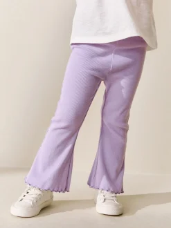 Lila-paars - Geribbelde flare legging (3 mnd-7 jr)