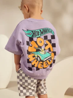 Lila-paars - Hot Wheels Check Short T-Shirt Set (9mths-8yrs)