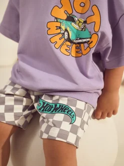 Lila-paars - Hot Wheels Check Short T-Shirt Set (9mths-8yrs)