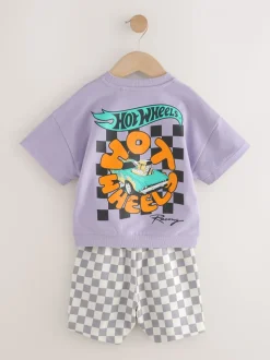 Lila-paars - Hot Wheels Check Short T-Shirt Set (9mths-8yrs)