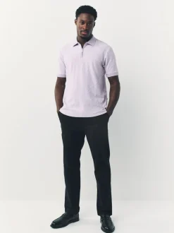 Lila-paars - Net jacquard poloshirt