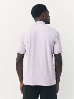 Lila-paars - Net jacquard poloshirt