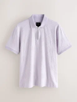 Lila-paars - Net jacquard poloshirt