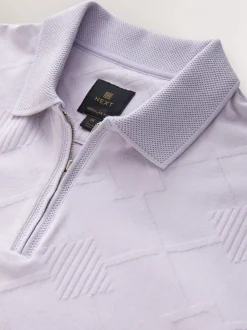 Lila-paars - Net jacquard poloshirt