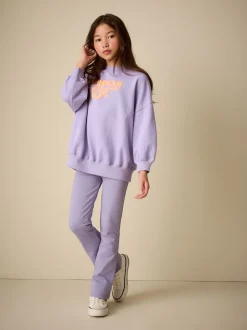 Lila-paars - Sweatshirt and Flare Leggings Set (3-16yrs)