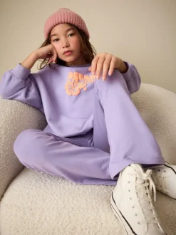 Lila-paars - Sweatshirt and Flare Leggings Set (3-16yrs)