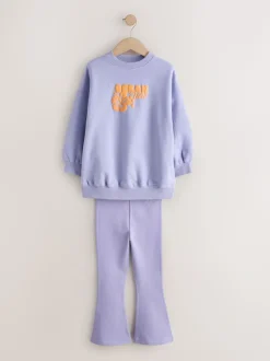 Lila-paars - Sweatshirt and Flare Leggings Set (3-16yrs)