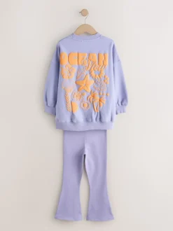 Lila-paars - Sweatshirt and Flare Leggings Set (3-16yrs)